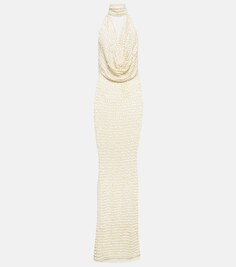 Платье макси с пайетками и вырезом халтер AYA MUSE, белый