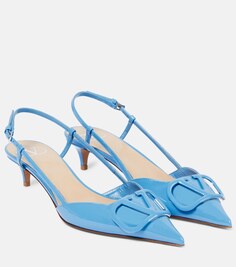 Туфли-лодочки из лакированной кожи с ремешком на пятке VLogo Valentino Garavani, синий