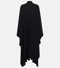 Платье миди из джерси с драпировкой и воротником-стойкой BALENCIAGA, черный