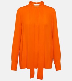 Шелковая рубашка с вырезом под шарф VALENTINO, оранжевый