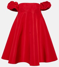 Атласное мини-платье с открытыми плечами VALENTINO, красный