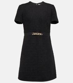 Мини-платье из букле VLogo с цепочкой VALENTINO, черный