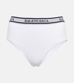 Трусы из джерси с высокой посадкой и логотипом BALENCIAGA, белый