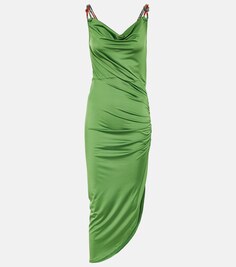 Платье миди Biava со сборками и бисером VERONICA BEARD, зеленый
