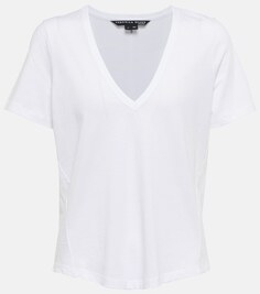 Хлопковая футболка Cindy с V-образным вырезом VERONICA BEARD, белый