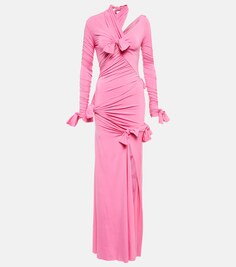 Платье с узлом и сборками BALENCIAGA, розовый
