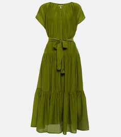 Платье миди Ada из хлопка и шелка VELVET, зеленый