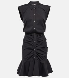 Поплиновое мини-платье Bell со сборками VERONICA BEARD, черный