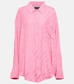 Шелковая рубашка с логотипом BALENCIAGA, розовый