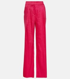 Широкие брюки Robinne из смесового льна VERONICA BEARD, розовый