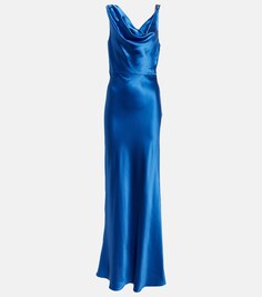 Атласное платье макси Sanderson VERONICA BEARD, синий