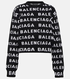 Шерстяной свитер с логотипом BALENCIAGA, черный