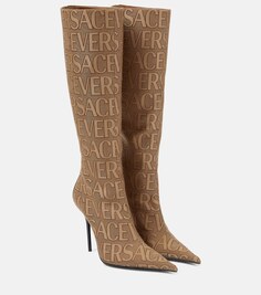 Сапоги Versace Allover до колена Versace, коричневый