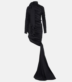 Асимметричное мини-платье с рюшами BALENCIAGA, черный