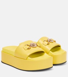 Кожаные сандалии Medusa &apos;95 на платформе Versace, желтый