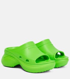 Резиновые мюли Pool Crocs Balenciaga, зеленый