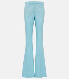 Расклешенные шерстяные брюки Versace Allover VERSACE, синий