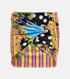 Мини-юбка Medusa Palm Springs с запахом VERSACE, разноцветный
