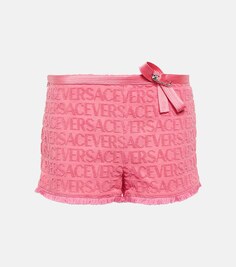 Хлопковые махровые шорты по всей поверхности из коллаборации с Dua Lipa Versace VERSACE, розовый