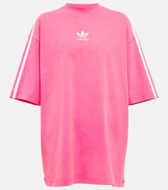 Хлопковая футболка с логотипом из коллаборации с Adidas BALENCIAGA, розовый