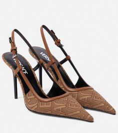 Туфли-лодочки Versace Allover с ремешком на пятке Versace, коричневый