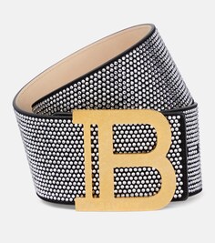 Декорированный замшевый ремень B-Belt Balmain, черный