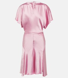 Атласное мини-платье с драпировкой VICTORIA BECKHAM, розовый