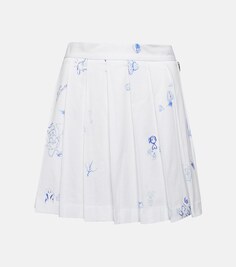 Плиссированная мини-юбка из хлопка с принтом VETEMENTS, белый