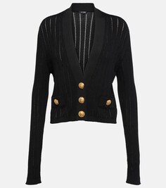 Укороченный вязаный кардиган BALMAIN, черный