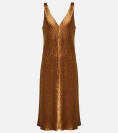 Атласное платье-комбинация VINCE, коричневый