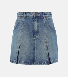 Джинсовая мини-юбка со складками BALMAIN, синий