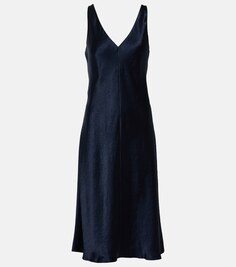 Атласное платье-комбинация VINCE, синий