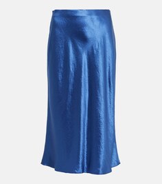 Атласная юбка-комбинация VINCE, синий