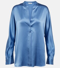 Блузка из шелкового атласа VINCE, синий
