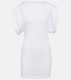 Мини-платье из джерси со сборками WARDROBE.NYC, белый