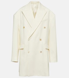 Двубортное шерстяное пальто оверсайз WARDROBE.NYC, белый
