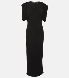 Платье миди из джерси со сборками WARDROBE.NYC, черный