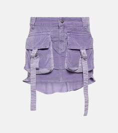 Бархатная мини-юбка карго BLUMARINE, фиолетовый