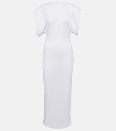 Платье миди из джерси со сборками WARDROBE.NYC, белый