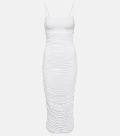 Платье-комбинация из джерси со сборками WARDROBE.NYC, белый