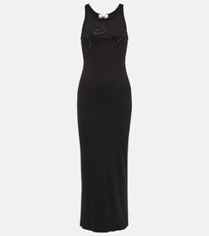 Платье макси из смесового хлопка с логотипом BLUMARINE, черный
