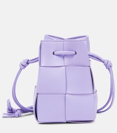 Кожаная сумка-ведро Cassette Mini Bottega Veneta, фиолетовый