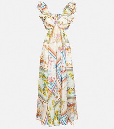 Платье макси Halcyon с цветочным принтом ZIMMERMANN, разноцветный