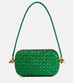Кожаная сумка через плечо Knot Intreccio Bottega Veneta, зеленый