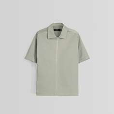 Рубашка Bershka Short Sleeve Technical, серо-зеленый