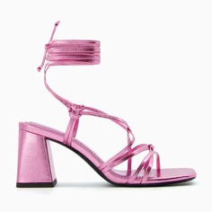 Босоножки Bershka Barbiecore Tied Metallic, розовый