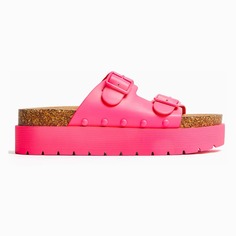 Сандалии Bershka Barbiecore Buckled Platform, фуксия