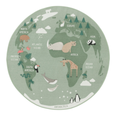 Ковер H&amp;M Home World Map Round Cotton, светло-зеленый