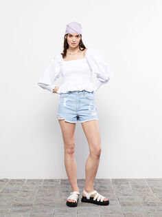 Женские джинсовые шорты стандартного кроя с прямыми карманами и деталями Xside