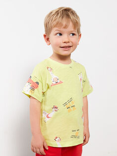 Хлопковая футболка с круглым вырезом и коротким рукавом с принтом для маленьких мальчиков LCW baby